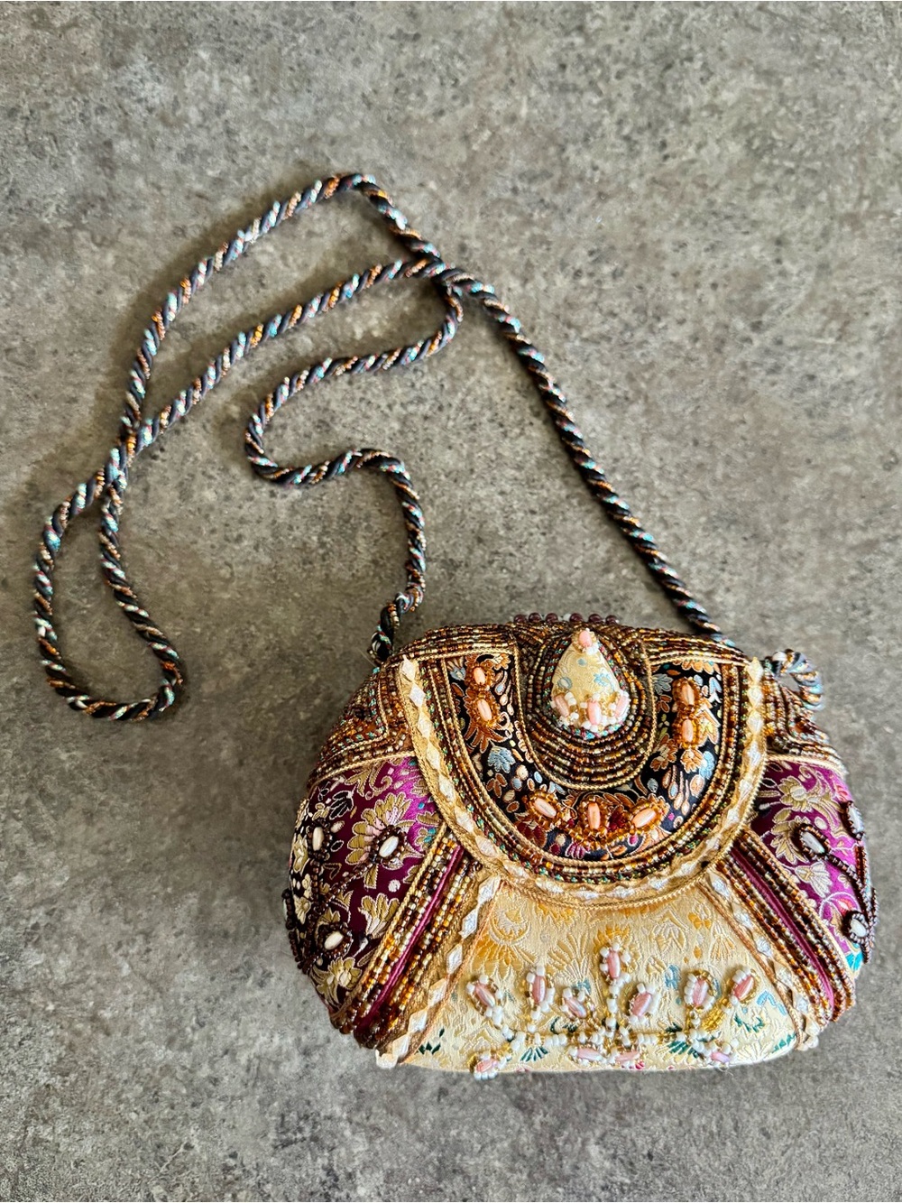 Mary Frances Beaded Brocade Evening Bag Clutch Purse